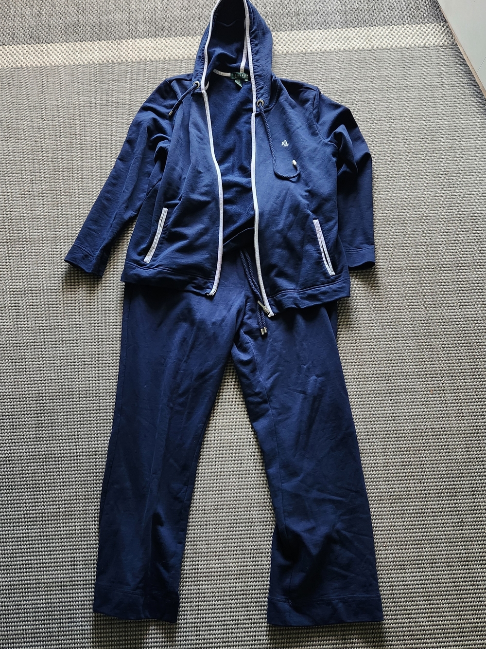 Lauren Ralph Lauren Womens 1X Tracksuit Set Blue Full Zip Hoodie Pants Sweatsuit
